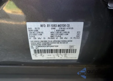 2023 Ford Explorer St z USA, uszkodzony, nr VIN 1FM5K8GC8PGA97220